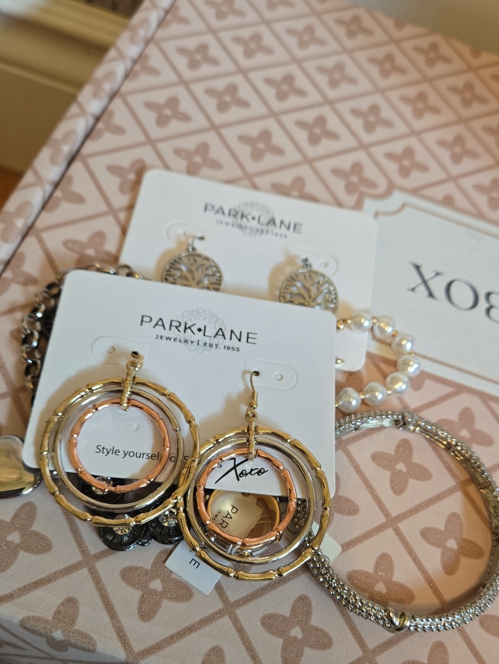 Park Lane Gold and Rose Gold Triple Hoop Earrungs And Braclets